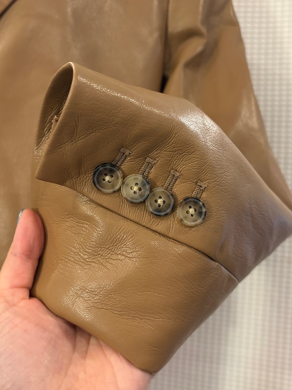 Aritzia Wilfred Memories Vegan Leather Blazer Constant Camel Size S fall season - Picture 3 of 15